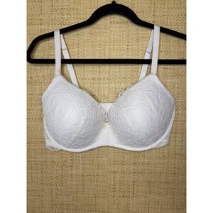 Victorias Secret Dream Angels White Lace Padded Wireless Bra 36DD Floral